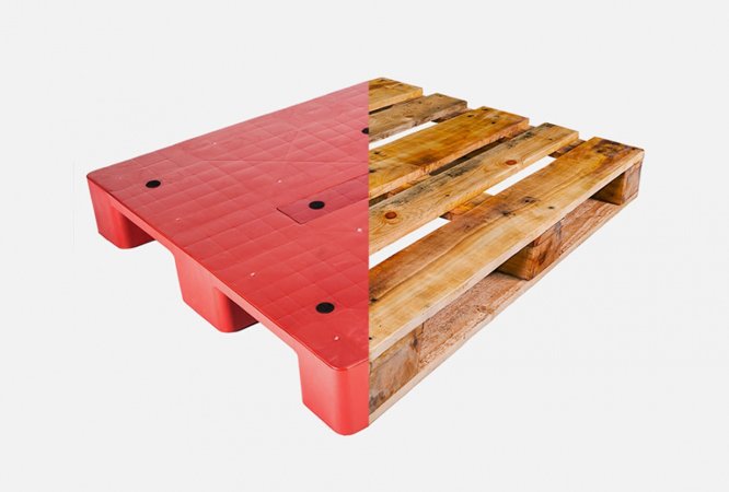 Wooden and plastic pallets